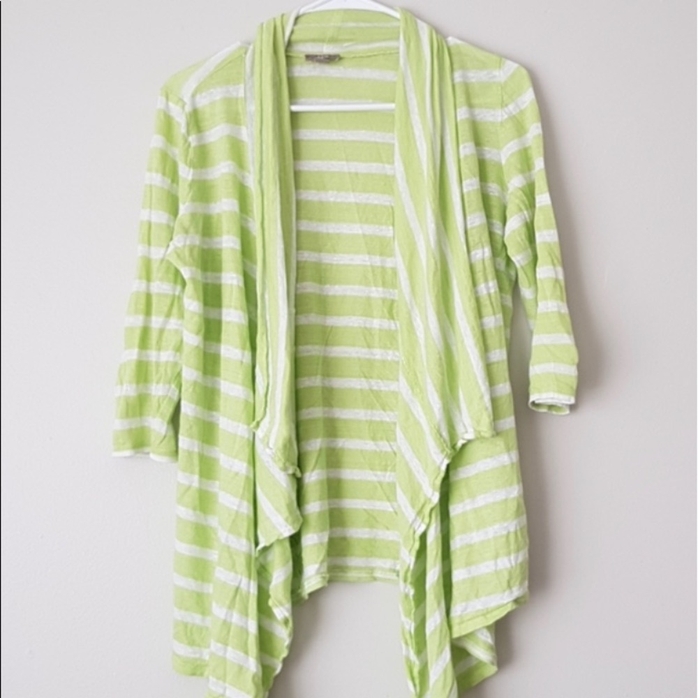 J.Jill striped linen open cardigan
